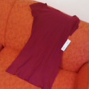 Nwt Soft Light Weight Red Short Sleeve Dress 92% Recycled Polyester